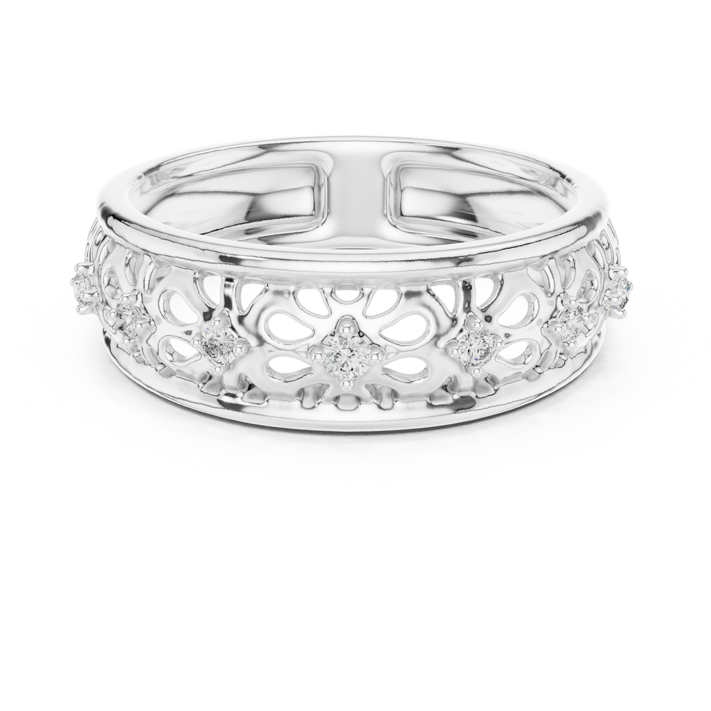 Maharani Lab Grown Diamond Openwork Filigree Wide Band Ring