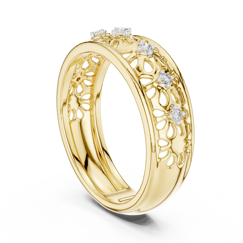 Maharani Lab Grown Diamond Openwork Filigree Wide Band Ring