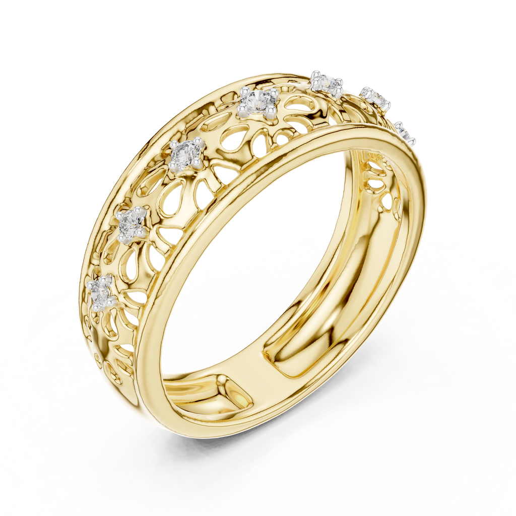 Maharani Lab Grown Diamond Openwork Filigree Wide Band Ring
