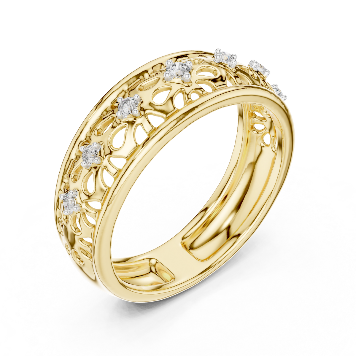 Maharani Lab Grown Diamond Openwork Filigree Wide Band Ring