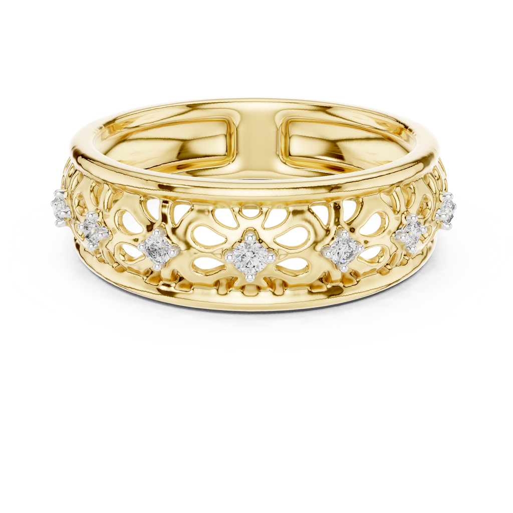 Maharani Lab Grown Diamond Openwork Filigree Wide Band Ring
