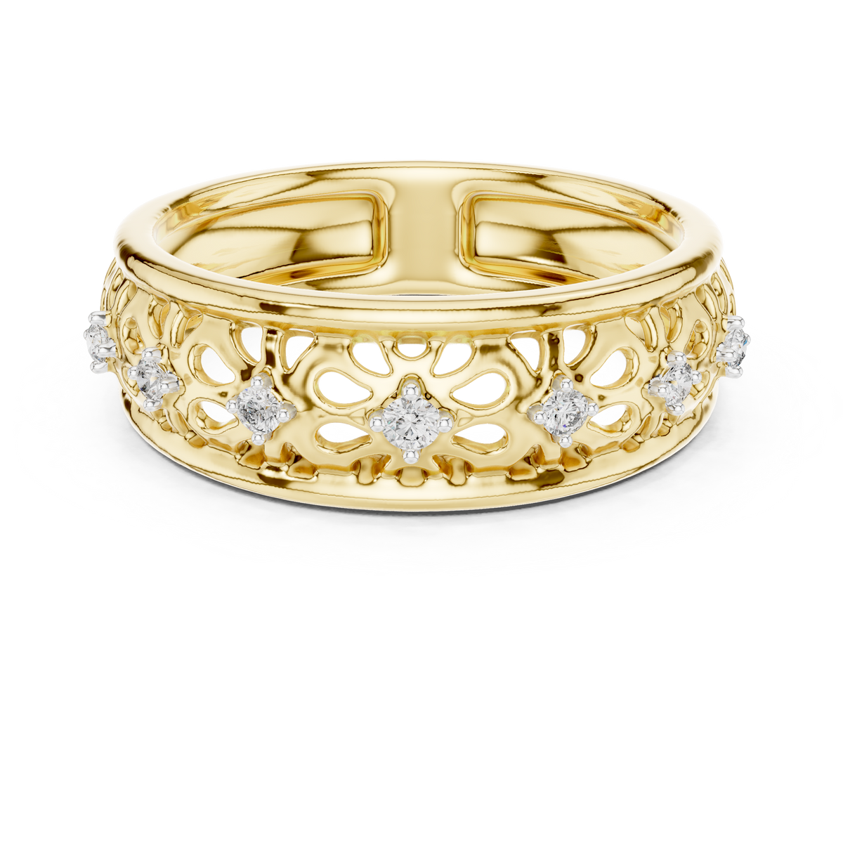 Maharani Lab Grown Diamond Openwork Filigree Wide Band Ring