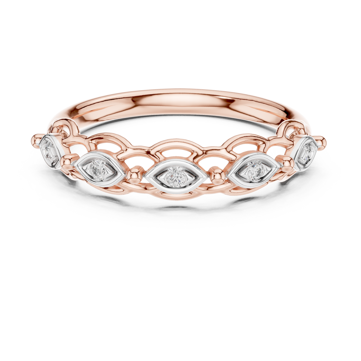 Ottilie Lab Grown Diamond Vintage Stackable Band with Marquise Bezel Accents