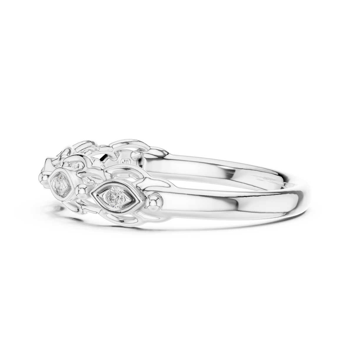 Ottilie Lab Grown Diamond Vintage Stackable Band with Marquise Bezel Accents