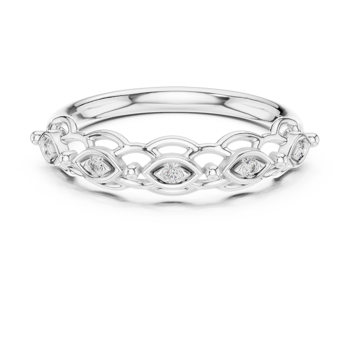 Ottilie Lab Grown Diamond Vintage Stackable Band with Marquise Bezel Accents