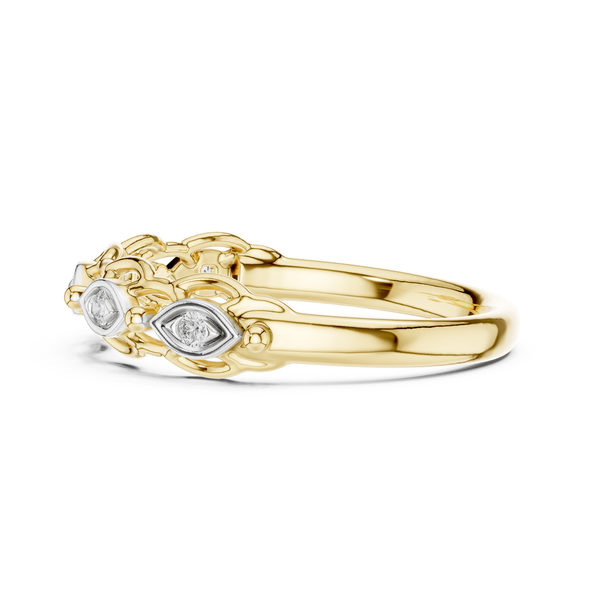 Ottilie Lab Grown Diamond Vintage Stackable Band with Marquise Bezel Accents