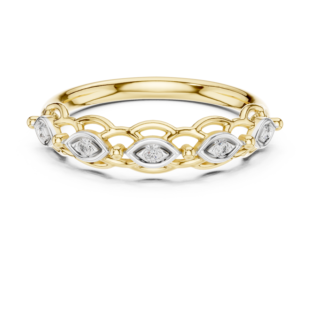 Ottilie Lab Grown Diamond Vintage Stackable Band with Marquise Bezel Accents