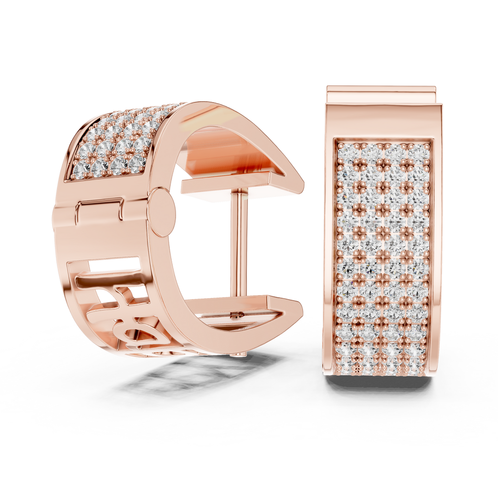 Wunderschöne Diamant-Creolen | Elegante Gold-Diamant-Creolen für Damen