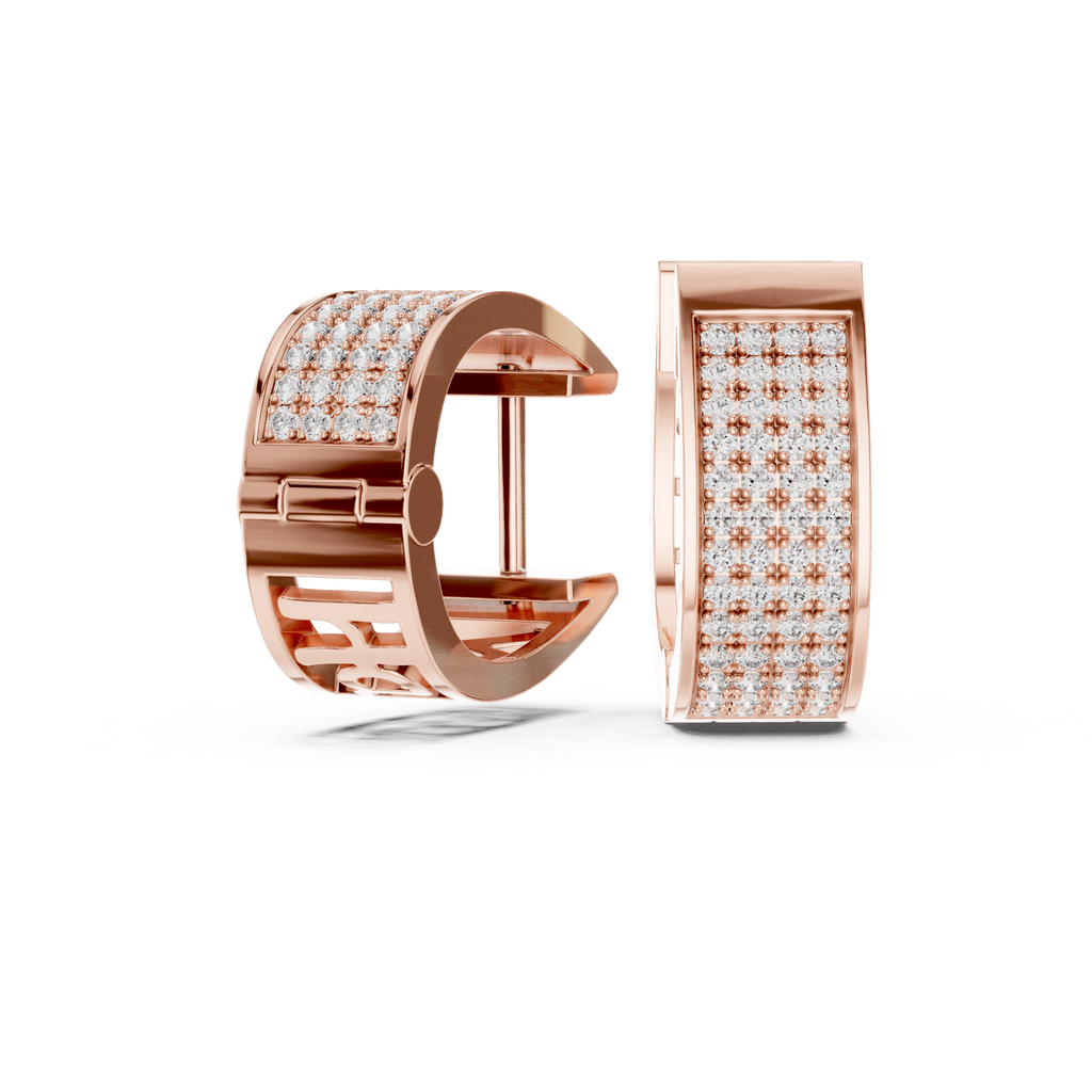 Wunderschöne Diamant-Creolen | Elegante Gold-Diamant-Creolen für Damen