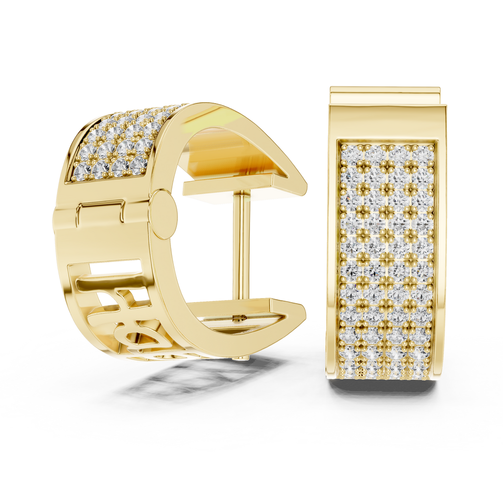 Wunderschöne Diamant-Creolen | Elegante Gold-Diamant-Creolen für Damen