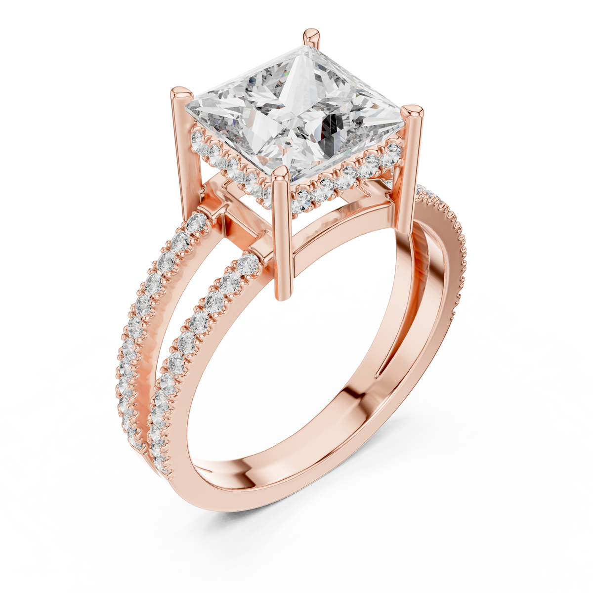 Varellia Princess-Cut Split-Shank Lab Grown Diamond Ring.