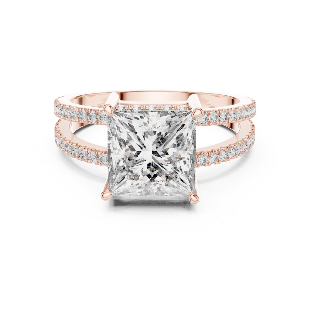 Varellia Princess-Cut Split-Shank Lab Grown Diamond Ring.