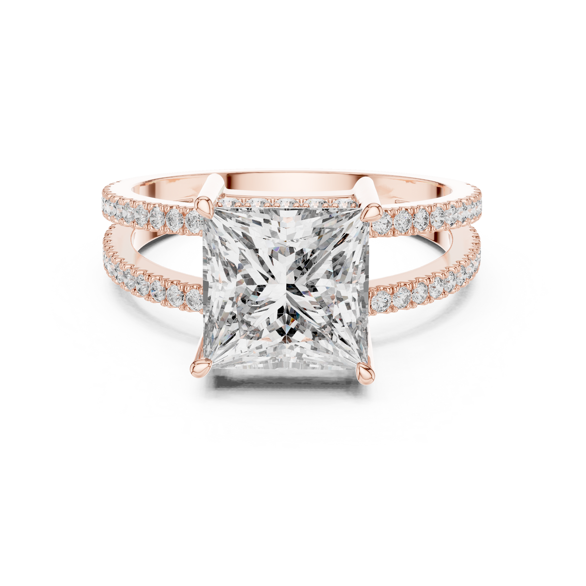 Varellia Princess-Cut Split-Shank Lab Grown Diamond Ring.
