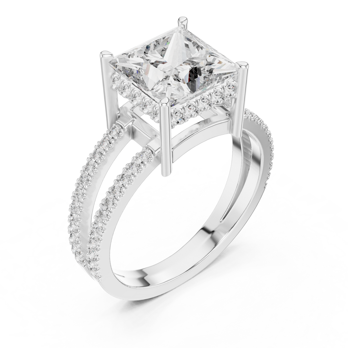 Varellia Princess-Cut Split-Shank Lab Grown Diamond Ring.