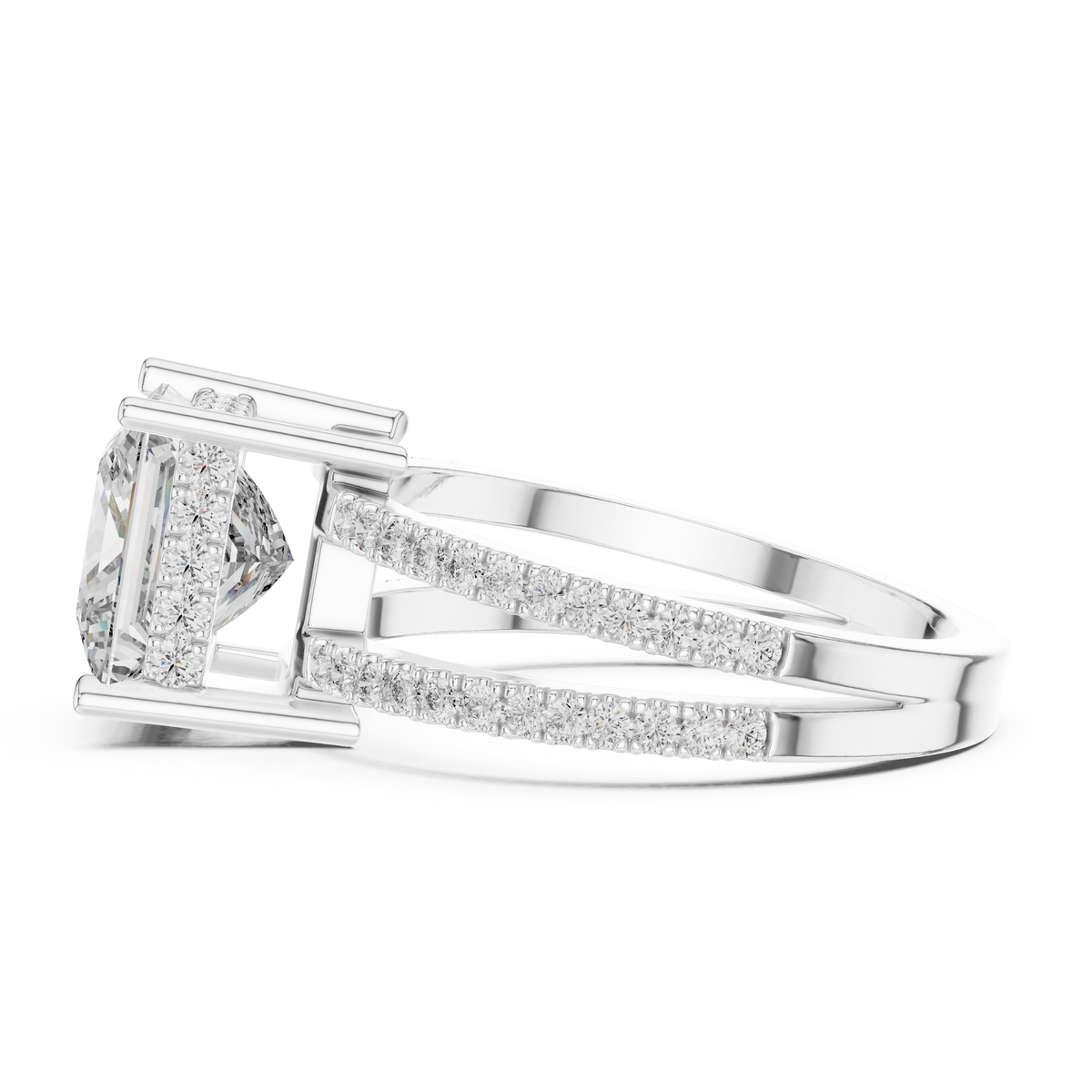Varellia Princess-Cut Split-Shank Lab Grown Diamond Ring.