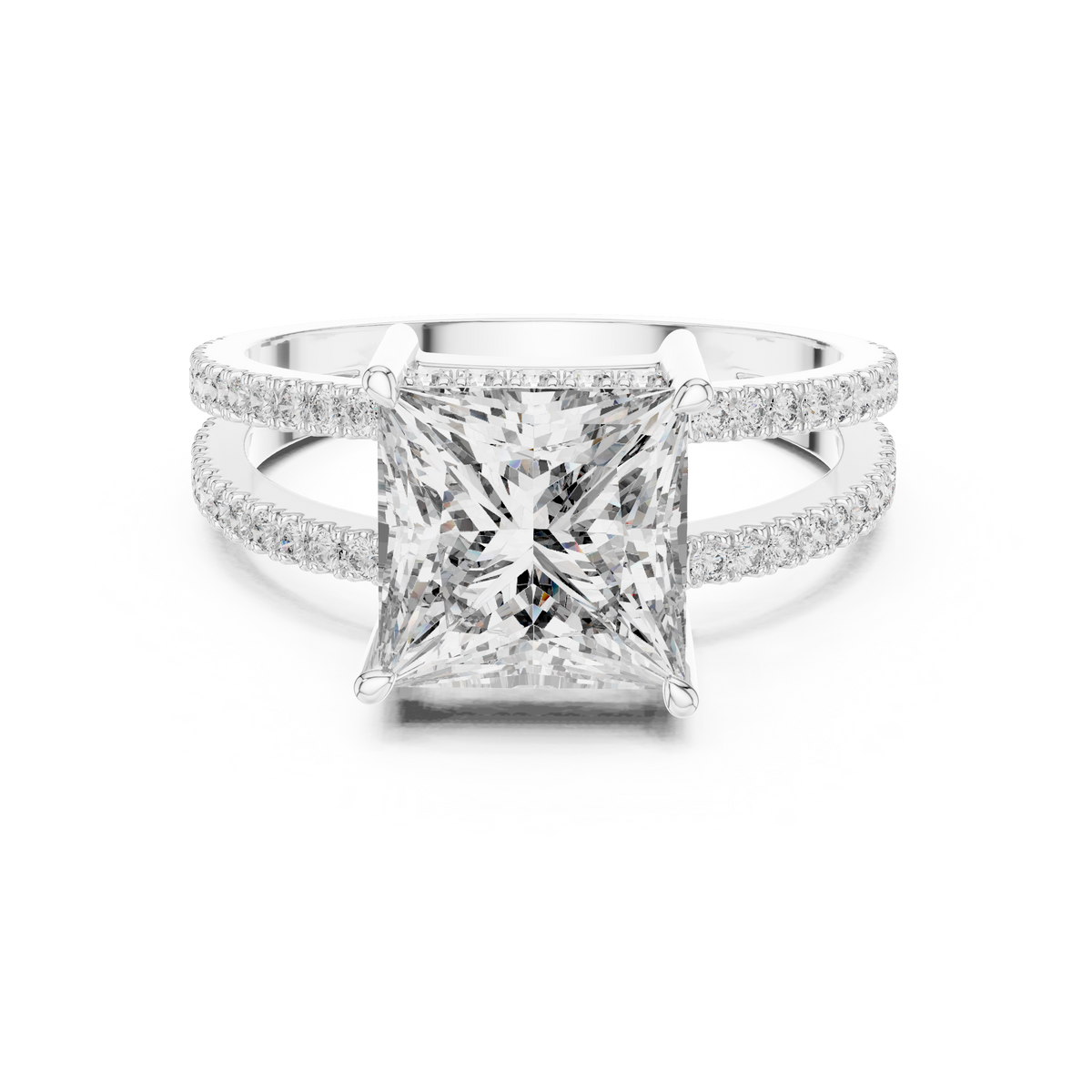 Varellia Princess-Cut Split-Shank Lab Grown Diamond Ring.