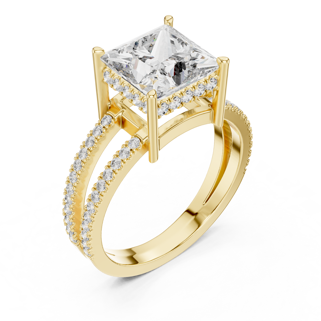 Varellia Princess-Cut Split-Shank Lab Grown Diamond Ring.