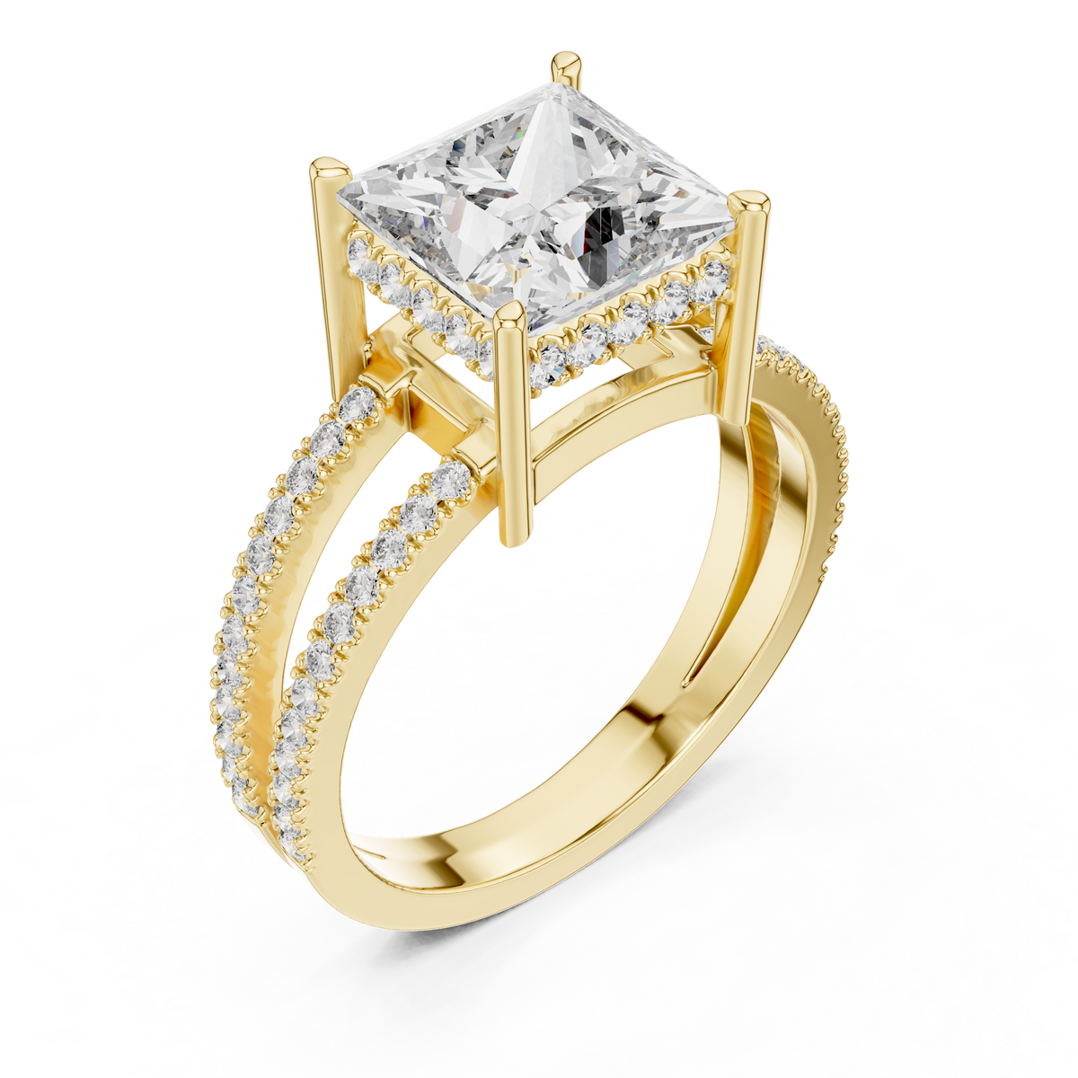 Varellia Princess-Cut Split-Shank Lab Grown Diamond Ring.