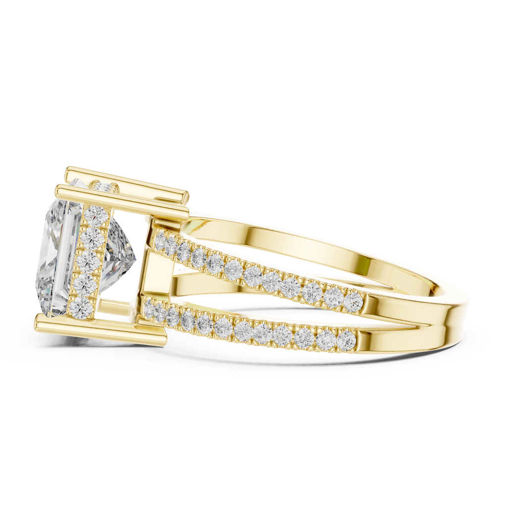 Varellia Princess-Cut Split-Shank Lab Grown Diamond Ring.