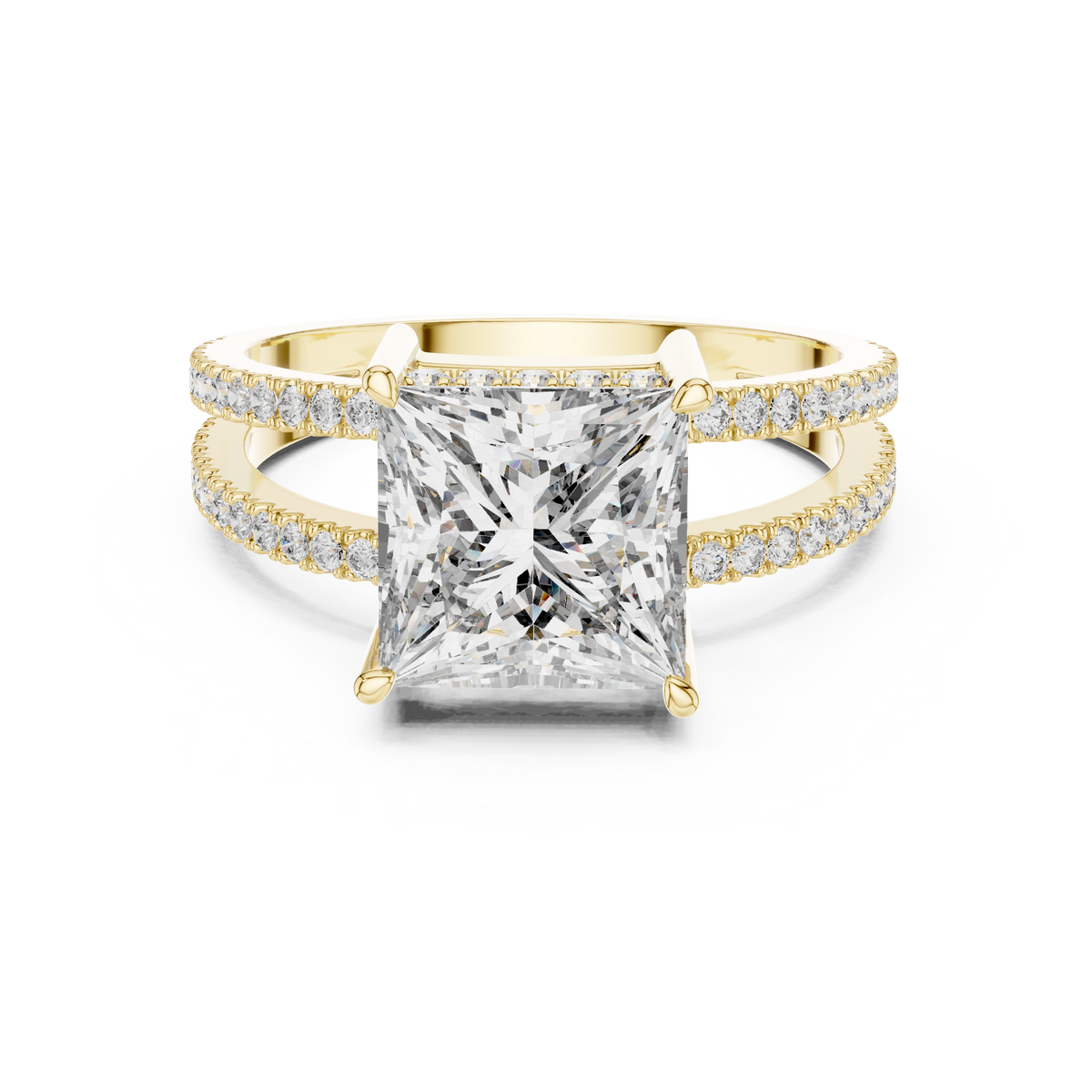 Varellia Princess-Cut Split-Shank Lab Grown Diamond Ring.