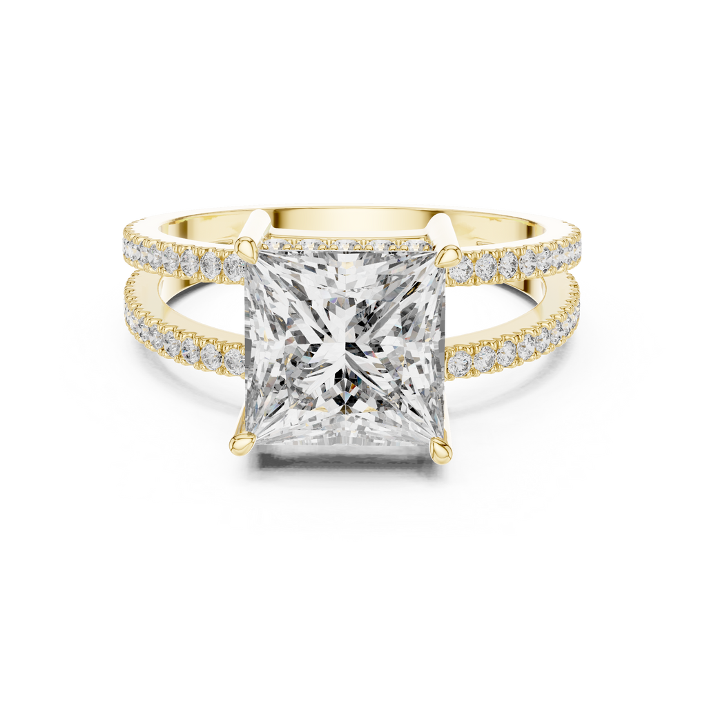 Varellia Princess-Cut Split-Shank Lab Grown Diamond Ring.