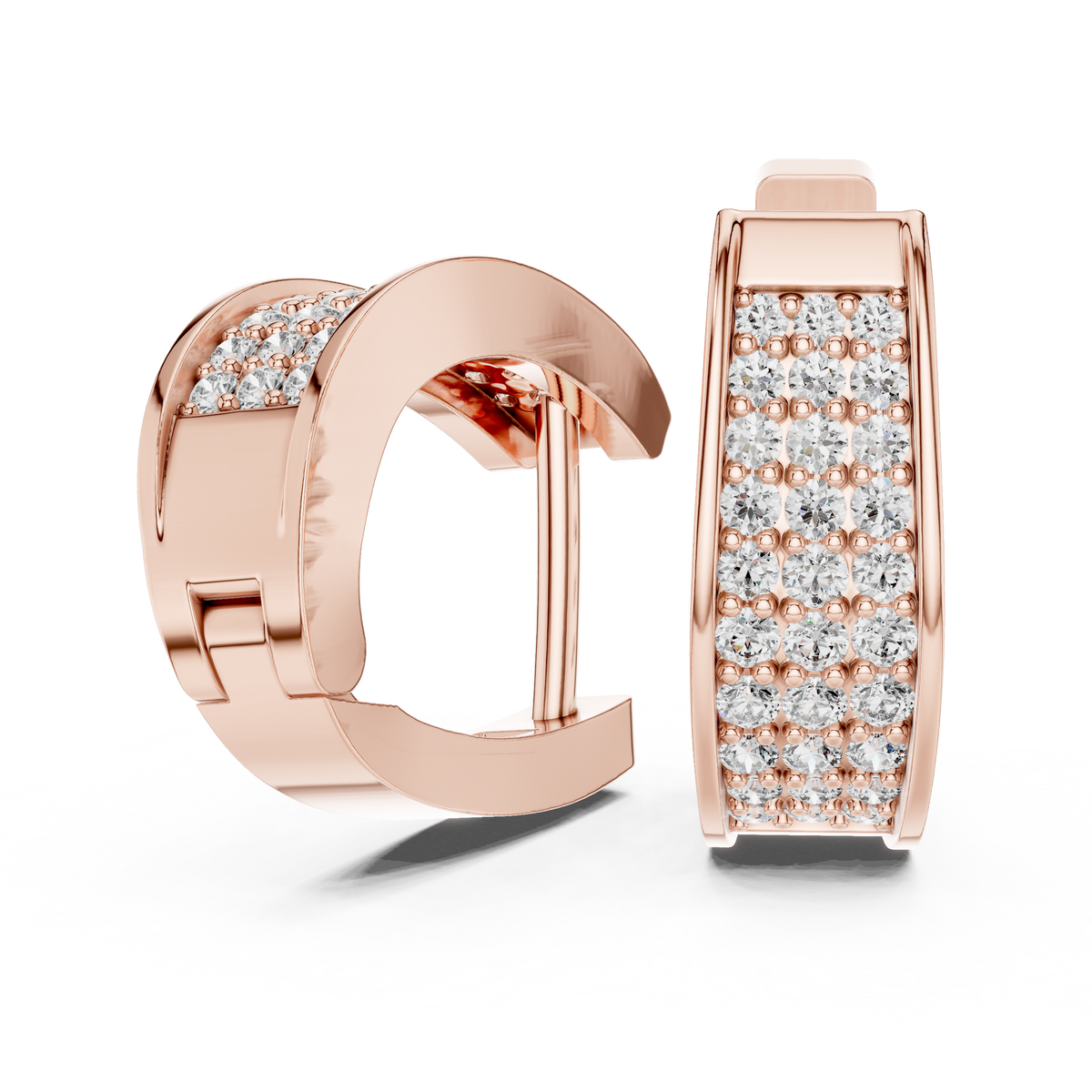 Valerisse Rectangular Pavé Lab Grown Diamond Hoop Earrings