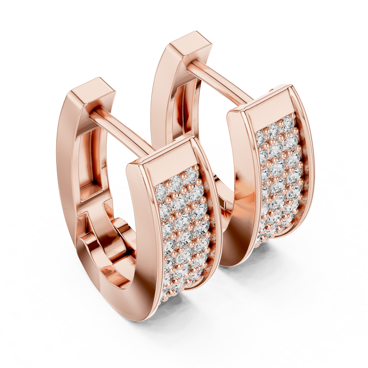 Valerisse Rectangular Pavé Lab Grown Diamond Hoop Earrings