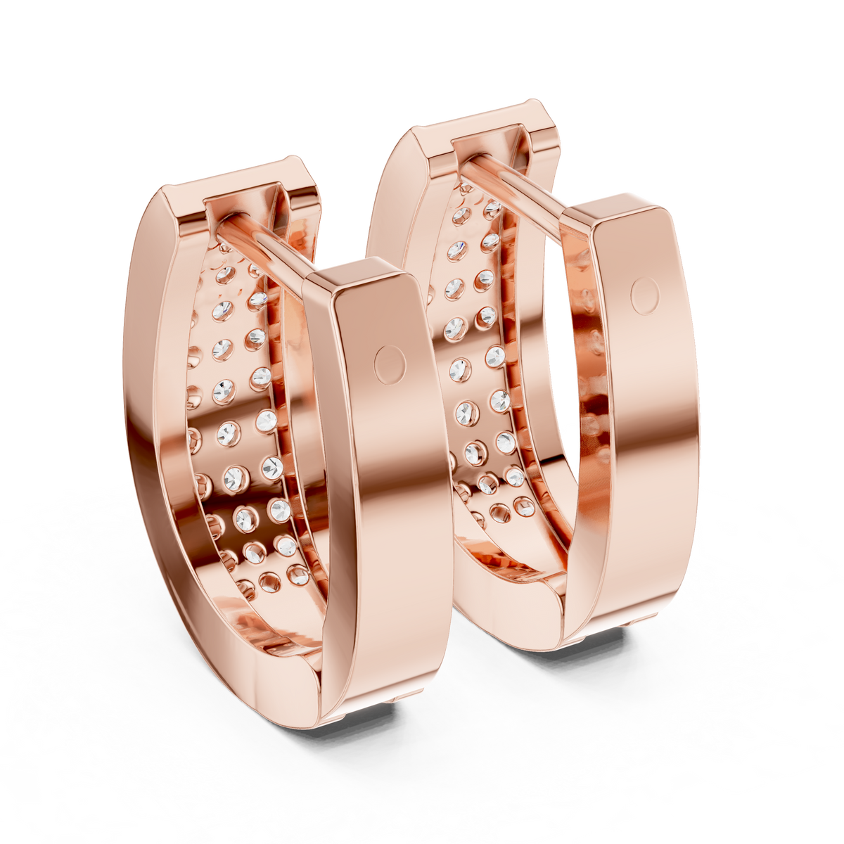 Valerisse Rectangular Pavé Lab Grown Diamond Hoop Earrings