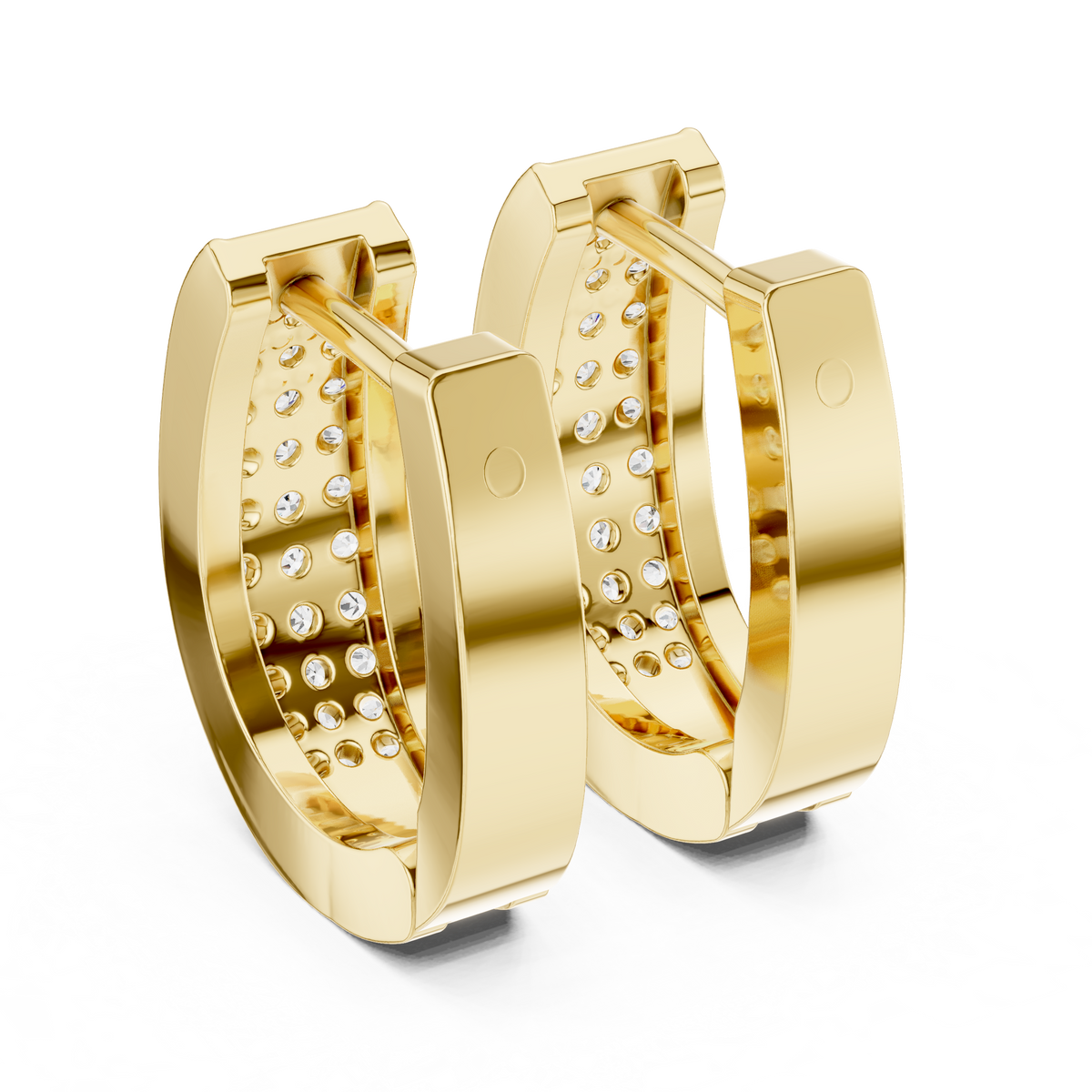 Valerisse Rectangular Pavé Lab Grown Diamond Hoop Earrings