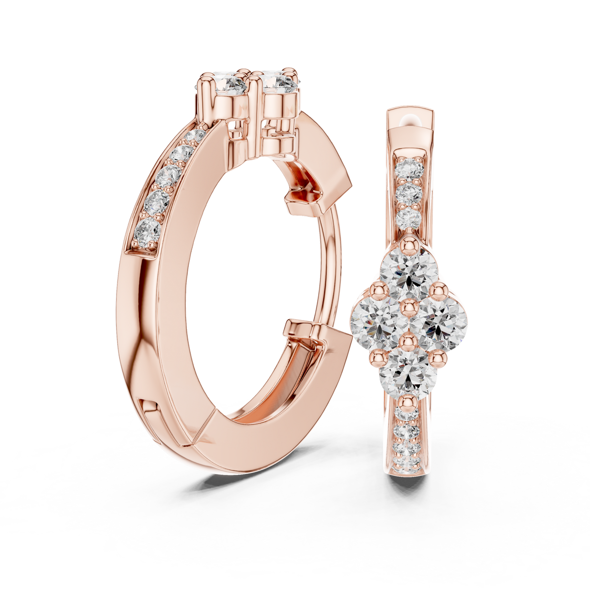 Cavielle Floral Cluster Lab Grown Diamond Hoop Earrings