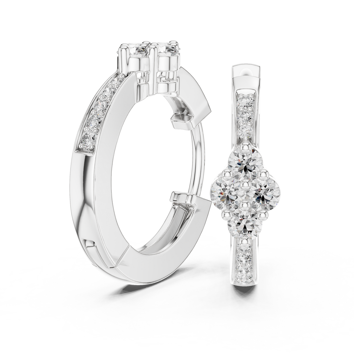 Cavielle Floral Cluster Lab Grown Diamond Hoop Earrings