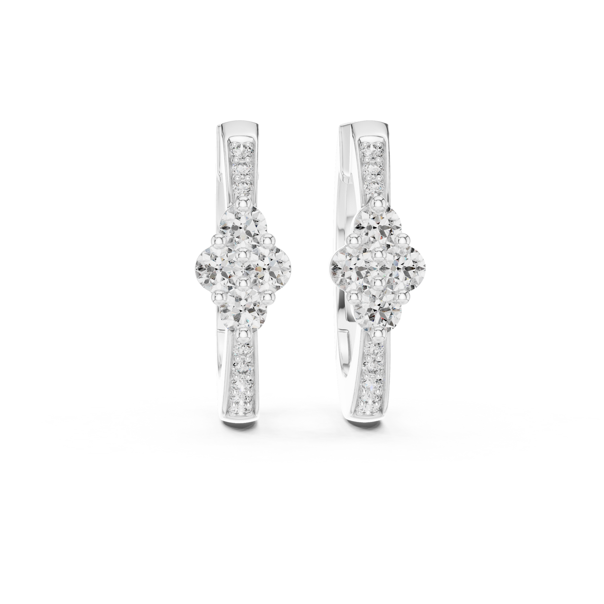 Cavielle Floral Cluster Lab Grown Diamond Hoop Earrings