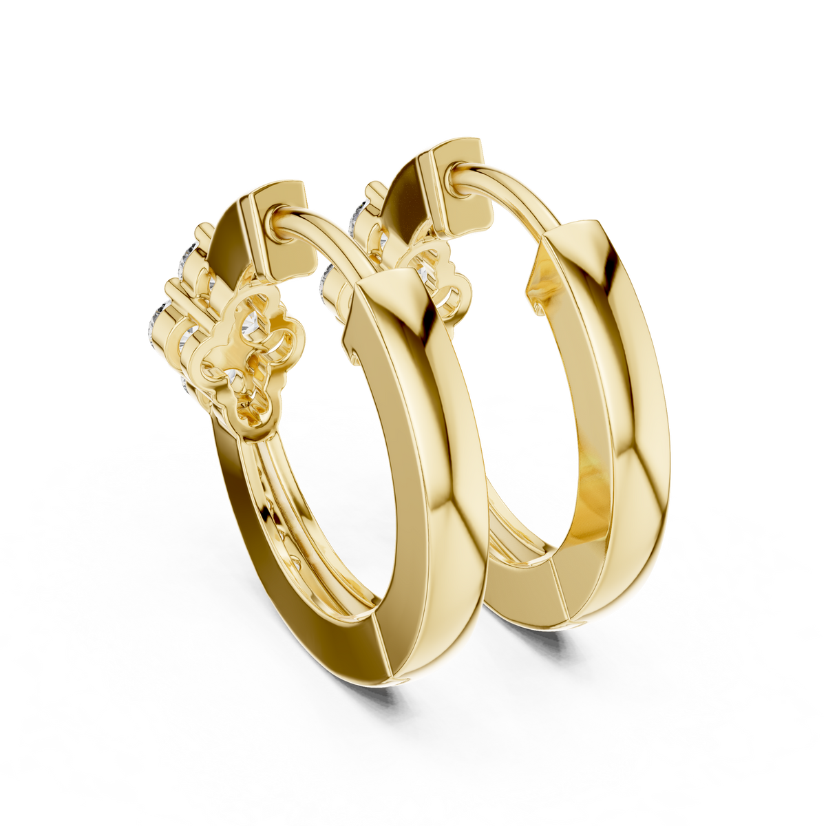 Cavielle Floral Cluster Lab Grown Diamond Hoop Earrings