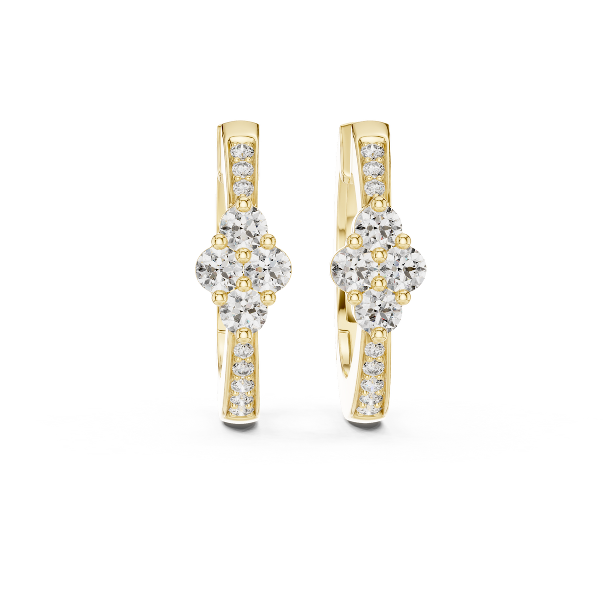 Cavielle Floral Cluster Lab Grown Diamond Hoop Earrings