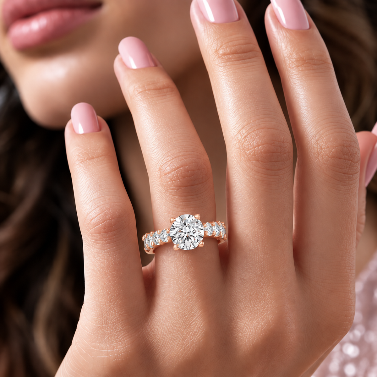 Valenza Graduated Pavé Lab Grown Diamond Engagement Ring