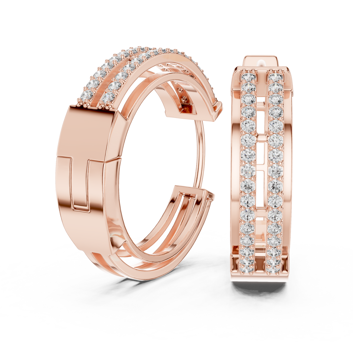 Valerina Double Row Pavé Lab Grown Diamond Hoop Earrings