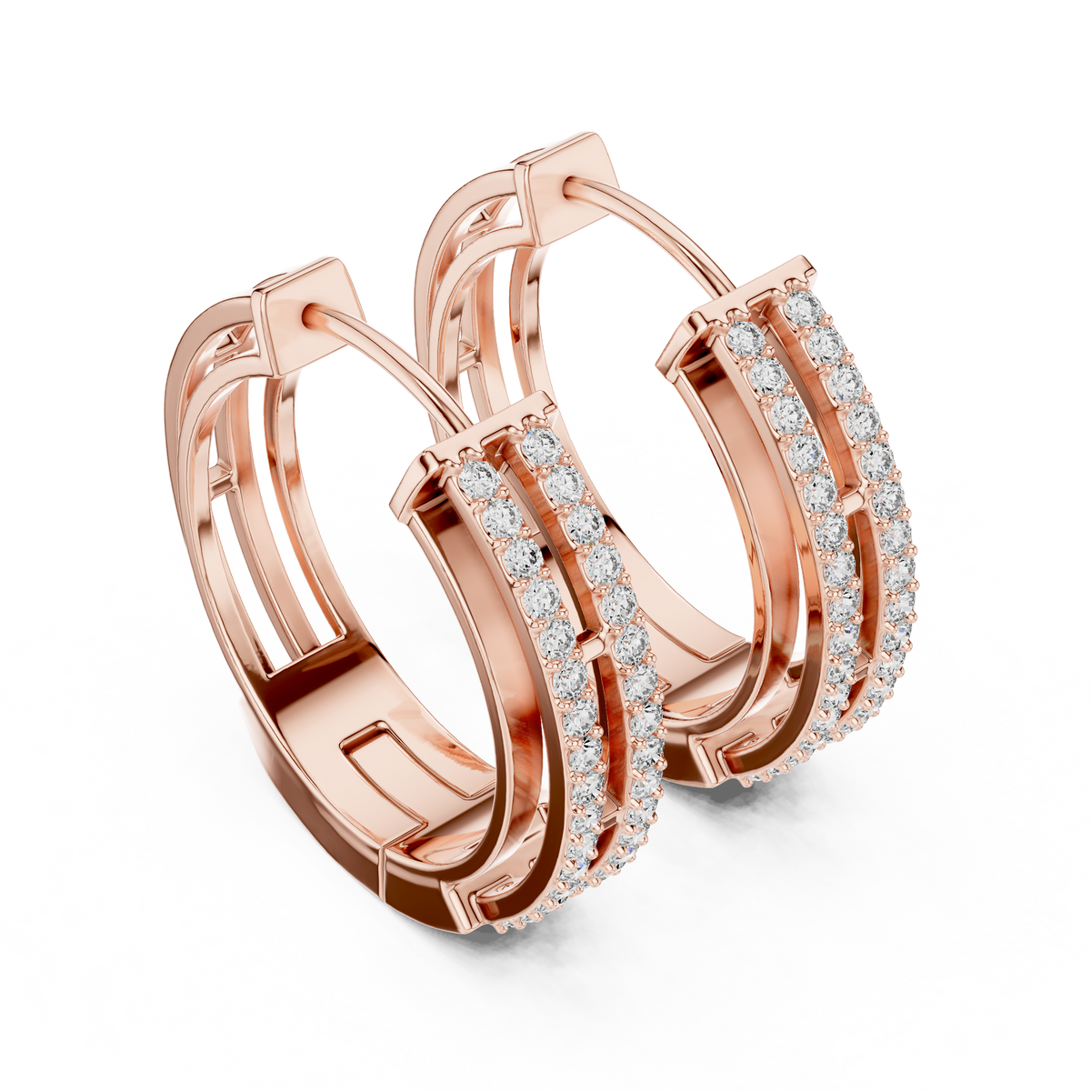 Valerina Double Row Pavé Lab Grown Diamond Hoop Earrings
