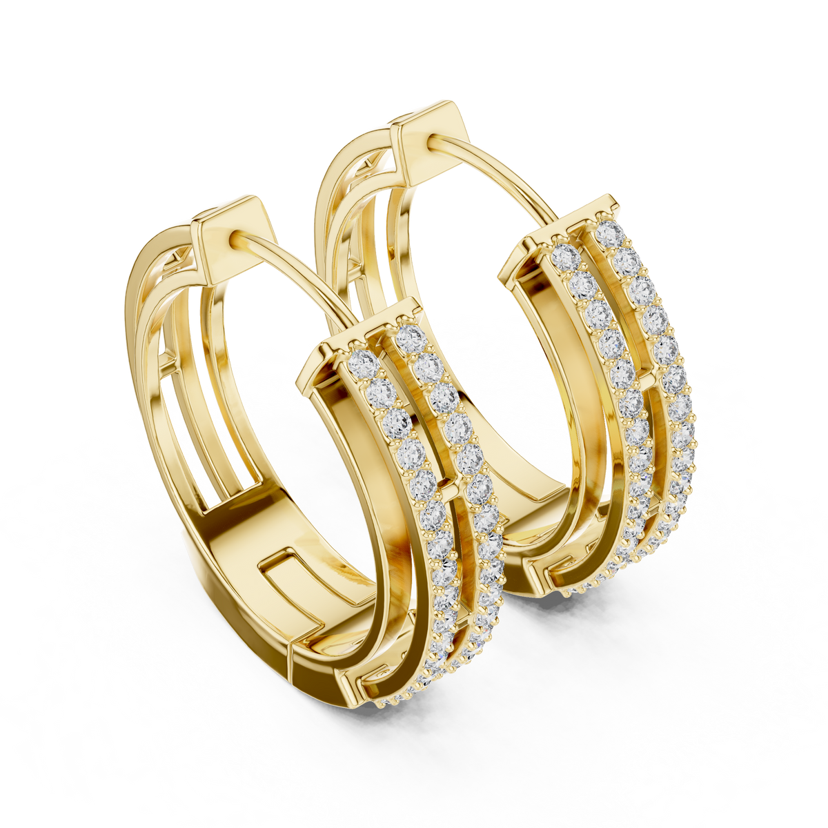 Valerina Double Row Pavé Lab Grown Diamond Hoop Earrings