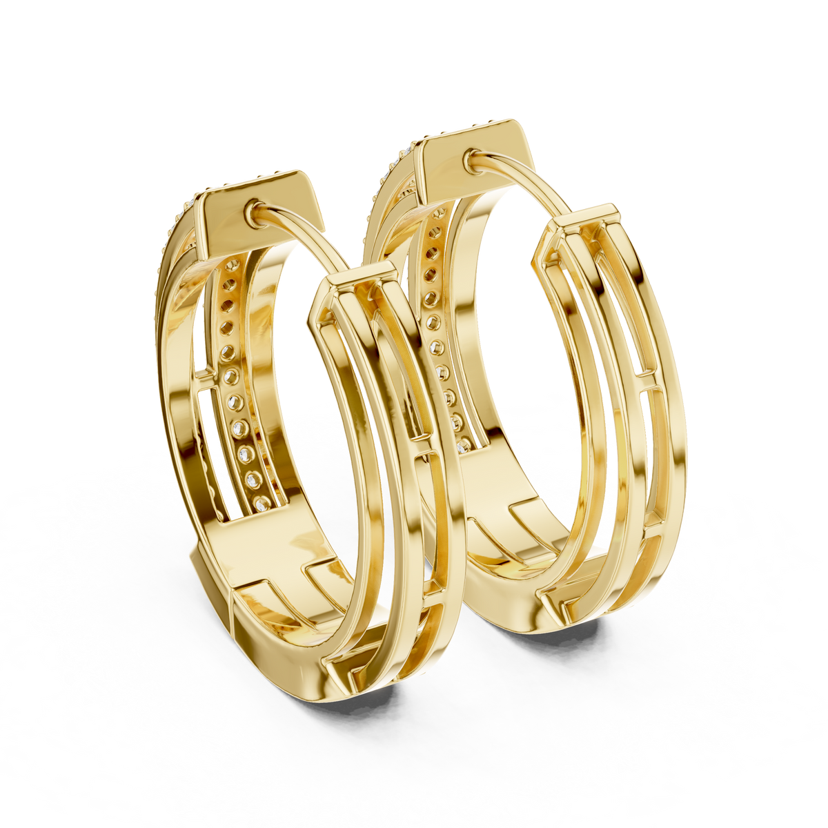 Valerina Double Row Pavé Lab Grown Diamond Hoop Earrings