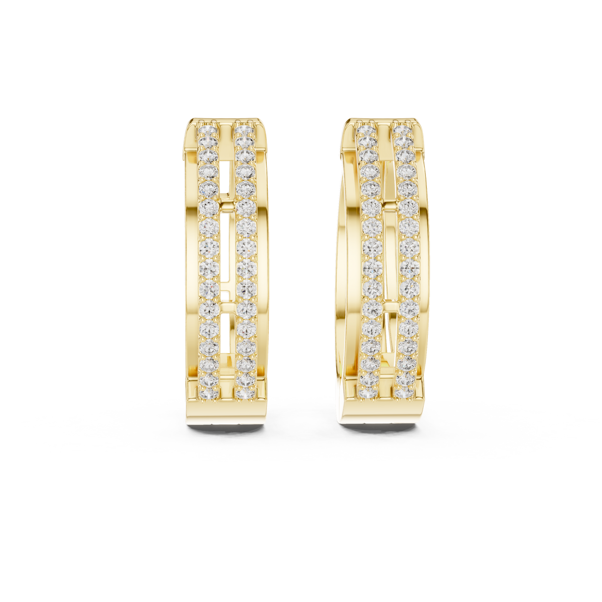 Valerina Double Row Pavé Lab Grown Diamond Hoop Earrings