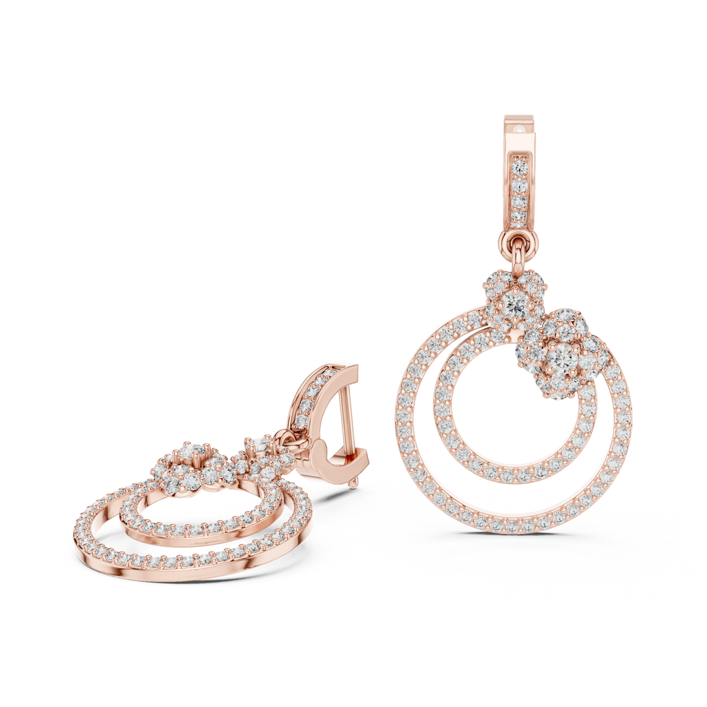 Elowira Double Circle Lab Grown Diamond Drop Earrings