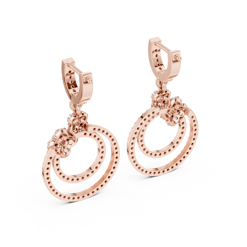 Elowira Double Circle Lab Grown Diamond Drop Earrings