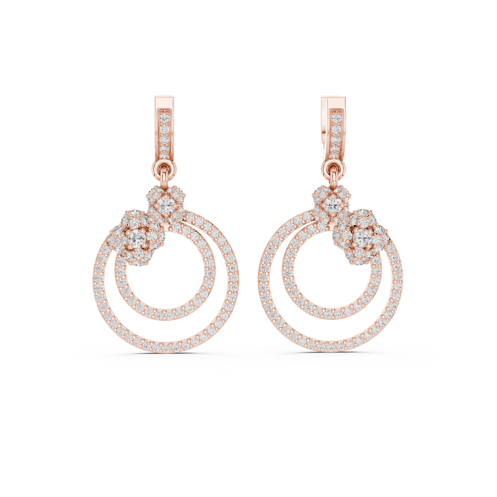 Elowira Double Circle Lab Grown Diamond Drop Earrings