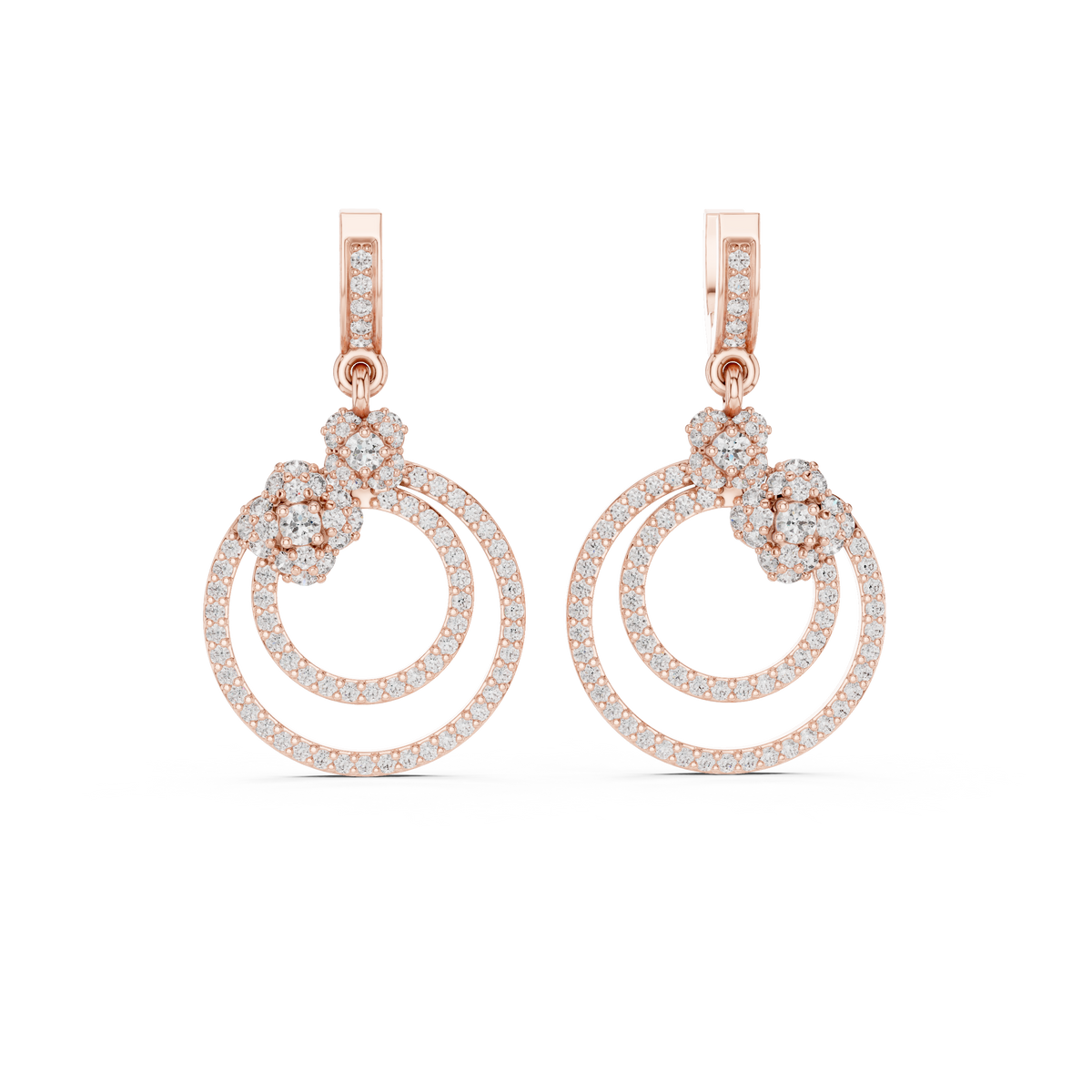 Elowira Double Circle Lab Grown Diamond Drop Earrings
