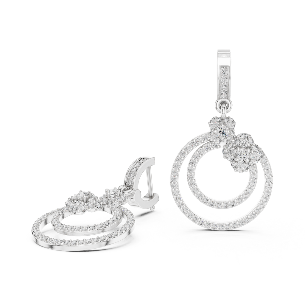 Elowira Double Circle Lab Grown Diamond Drop Earrings