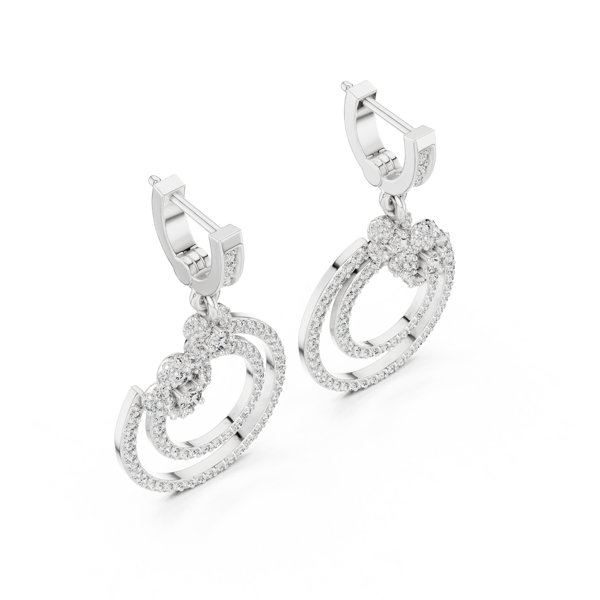 Elowira Double Circle Lab Grown Diamond Drop Earrings