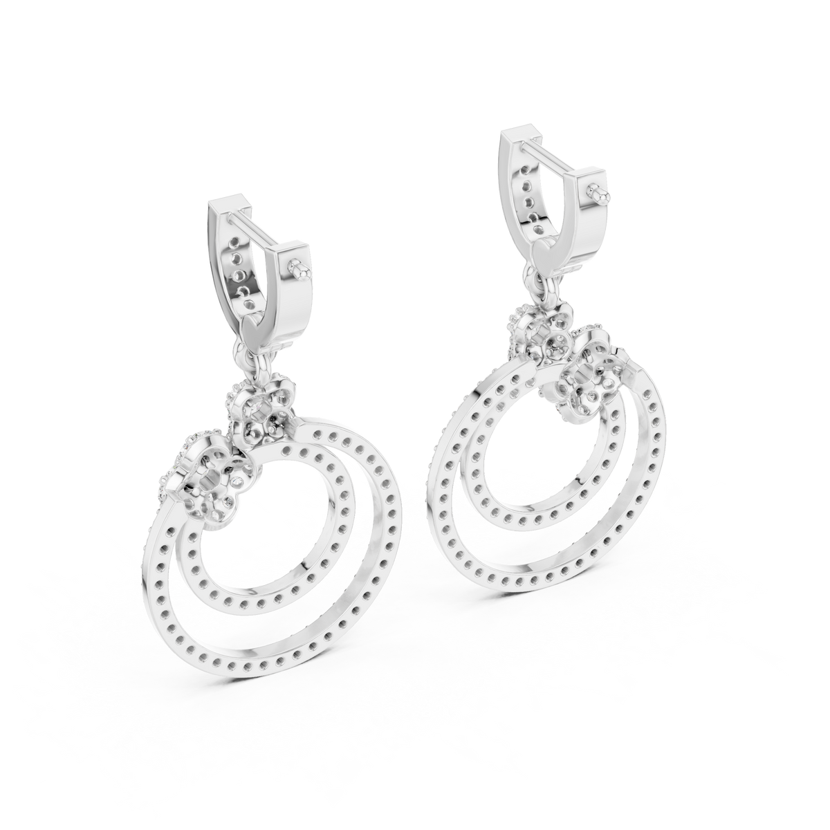 Elowira Double Circle Lab Grown Diamond Drop Earrings