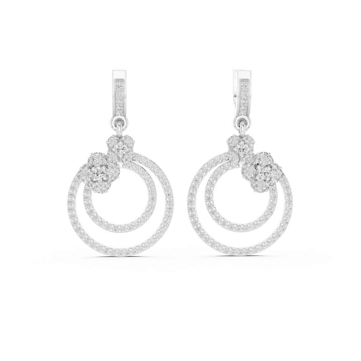 Elowira Double Circle Lab Grown Diamond Drop Earrings