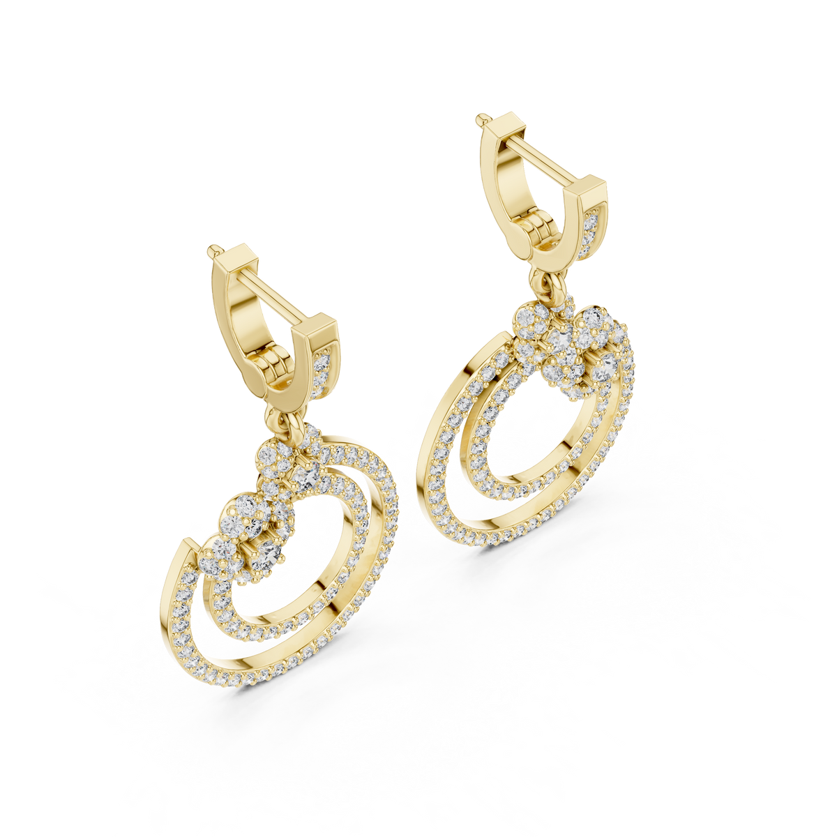 Elowira Double Circle Lab Grown Diamond Drop Earrings