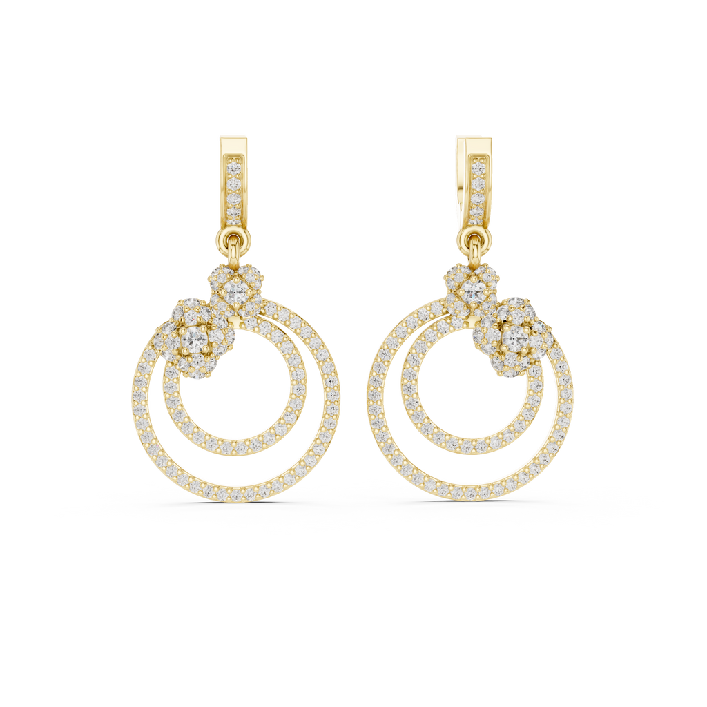 Elowira Double Circle Lab Grown Diamond Drop Earrings